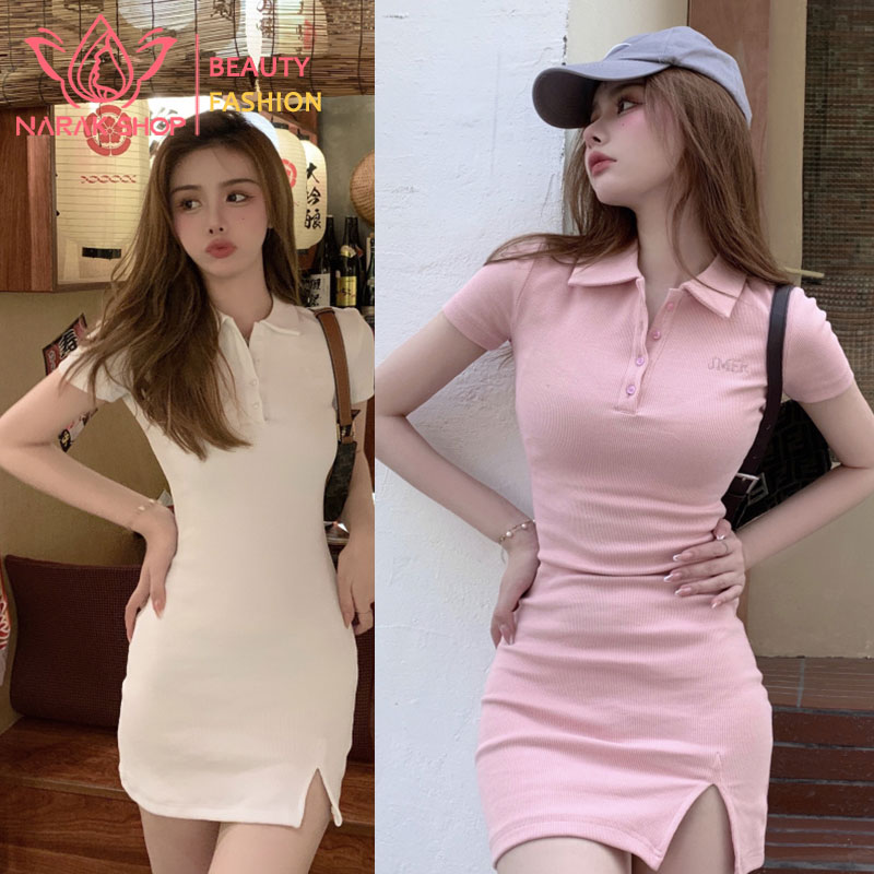 ชุดเดรสรัดรูปทรงเอแขนสั้นสายฝอลุคสุดแซ่บ เดรสแขนสั้นสไตล์เกาหลีเซ็กซี่รัดรูป ราคาส่ง ชุดเดรสสีพื้นผ้านิ่มใส่สบาย ราคา 107 บาท*ส่งฟรี