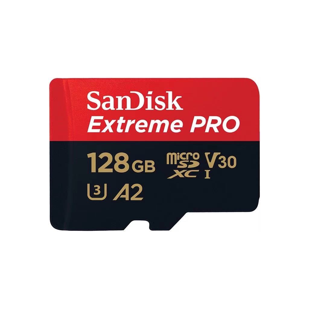 SanDisk Extreme PRO 128GB Micro SD Card SDXC UHS-I V30 U3 A2 ความเร็วอ่าน/เขียน 170/90MB/s read/write speed ประกัน Synnex แบบ Lifetime ประกันตลอดอายุการใช้งาน สำหรับ โทรศัพท์ Action Camera Gopro 7 SJCAM รองรับวีดีโอ 4K 60fps (SDSQXCY_128G_GN6MA) สีแดงดำ