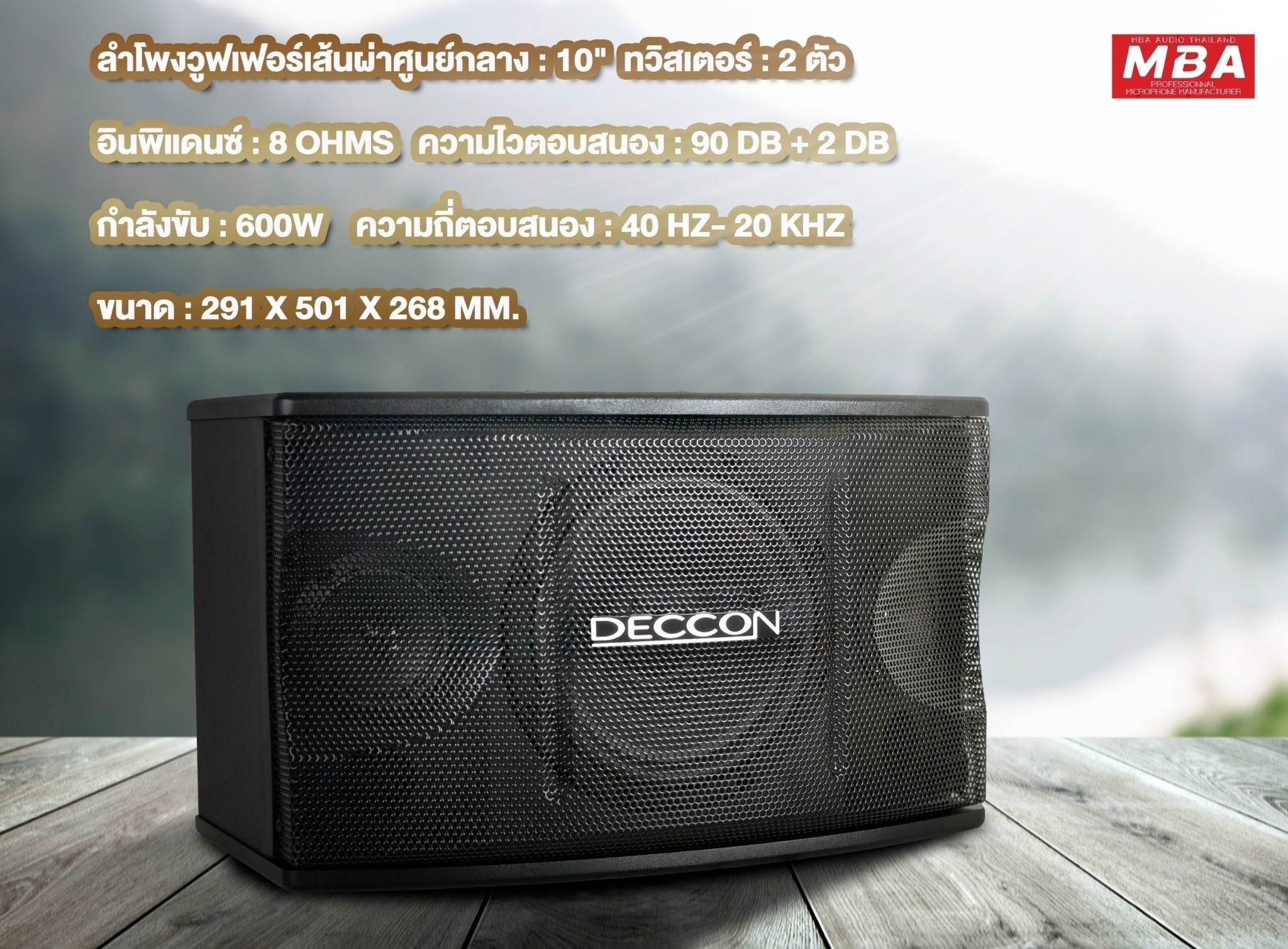 ตู้ลำโพงเปล่า10นิ้ว (ราคาต่อ1คู่) MBA รุ่น DECCON กำลัง600W ลำโพงแขวน ลำโพงใส่ขาตั้ง ตู้ลำโพงมอนิเตอร์