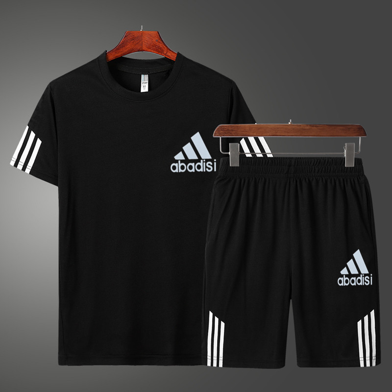 ชุดเซต 2 ชิ้น abadis 2020 summer casual fashion men's youth Adi suit sports running short-sleeved T-shirt shorts suit