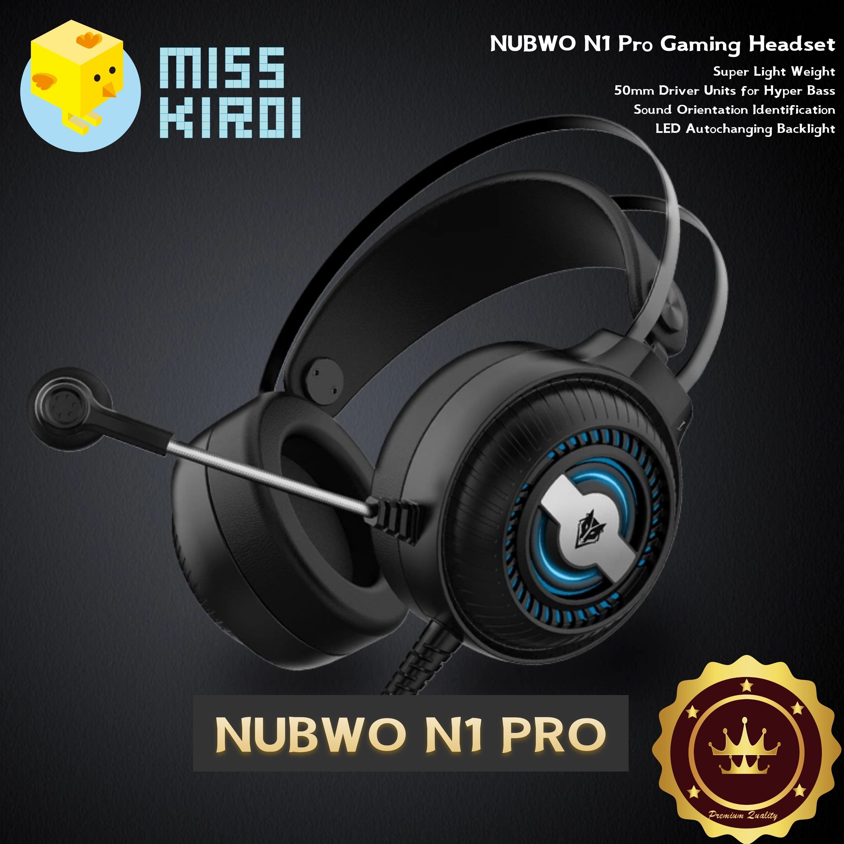 NUBWO รุ่น N1 Stereo Headset for Gaming หูฟังเกมมิ่ง แฟนเทค แบบครอบหัว มีไมโครโฟน ระบบสเตริโอ กระหึ่ม รอบทิศทาง มีไฟรอบหูฟัง ปรับเสียงได้ ด้วยคอนโทรลเ