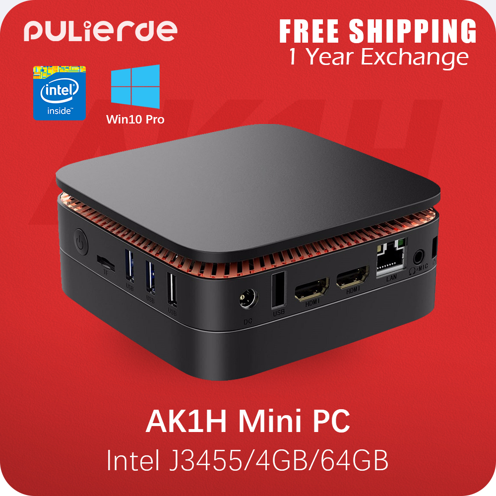 AK1H Mini PC มินิพีซี Windows 10 Pro Intel Celeron J3455 โปรเซสเซอร์ 4 กิกะไบต์ DDR3 64 กิกะไบต์ eMMC 2.4 กรัม + 5 กรัม WiFi Gigabit Ethernet บลูทู ธ 4 พันพอร์ต HDMI คู่พอร์ต HTPC ราคา 5,584 บาท*ส่งฟรี