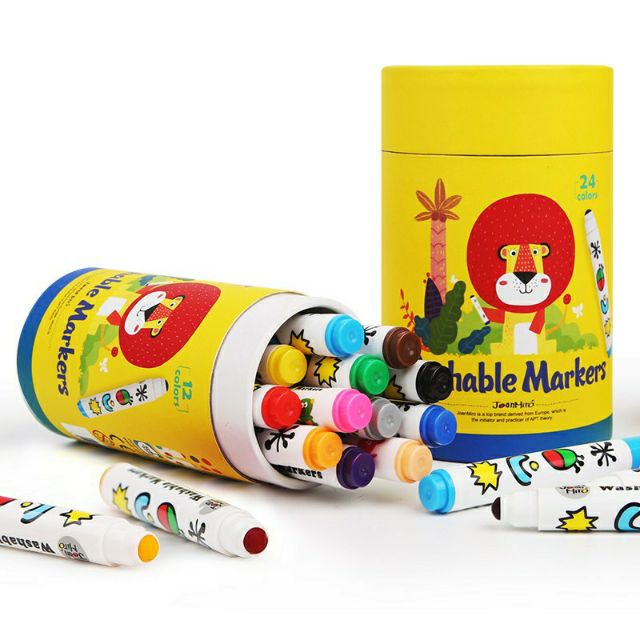 [ของแท้ 100%] Joan Miro สีเมจิกหัวมนสำหรับเด็กเล็กหัดจับปากกา Round Penpoint Washable Makers