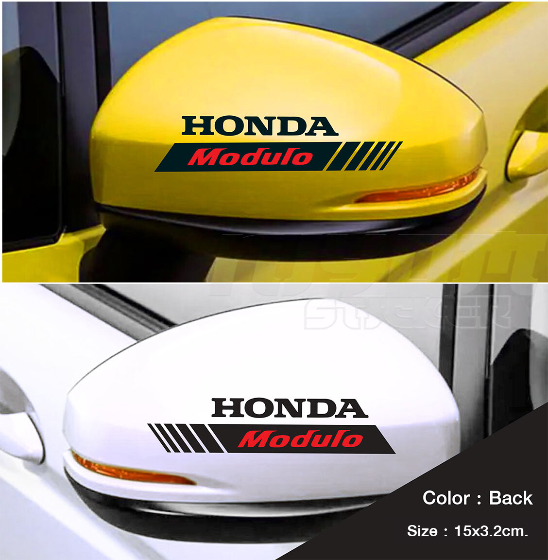 สติ๊กเกอร์ติดรถฮอนด้า  สติ๊กเกอร์ติดกระจกมองข้าง HONDA Modulo  อุปกรณ์แต่งรถ รถแต่ง รถซิ่ง Car Stickers