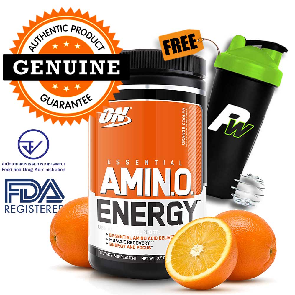 Optimum Nutrition Amino Energy 30 serv pre-workout - Orange Cooler + FREE PW shaker with wisk