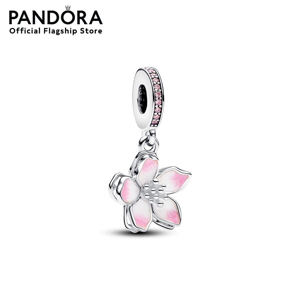 Pandora Movable cherry blossom sterling silver dangle with fancy pink cubic zirconia and shaded pink enamel ราคา 2,720 บาท*ส่งฟรี