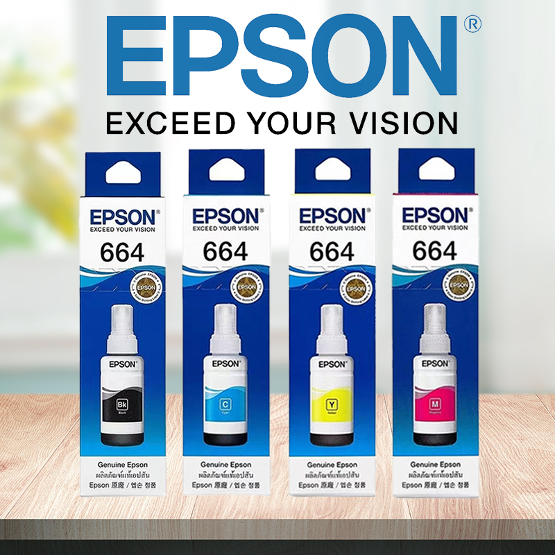 น้ำหมึก Epson 664 ของแท้ 100%Original 70ML. หมึกเติม หมึกเครื่องปริ้น EPSON ชุดเติมหมึก สีหมึก 664 ink หมึกเติม epson 664 แท้ For L-Series ECO TANK ราคา 100 บาท*ส่งฟรี