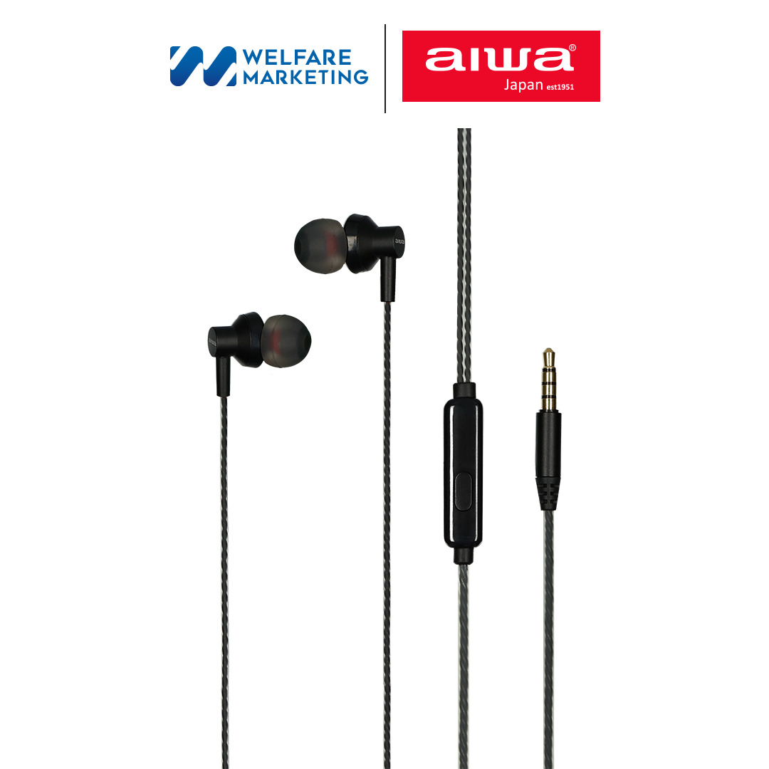 AIWA ESTM-128 Wired In-Ear Earphones หูฟังมีสาย 3.5 มม. น้ำหนักเบา ราคา 219 บาท*ส่งฟรี