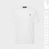 CROCODILE WHITE CUSTOM FIT CREW NECK SHORT SLEEVE T-SHIRT เสื้อยืดคอกลมแขนสั้นสีขาวทรงคัสตอมฟิต