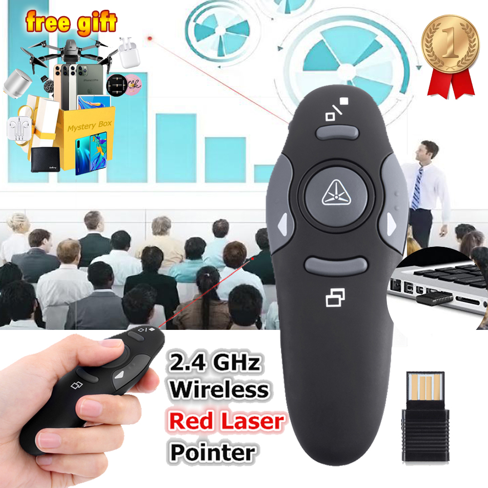 พอยเตอร์ พ้อยเตอร์ รีโมทพรีเซนต์ไร้สาย มีเลเซอร์ / Laser Pointer Wireless Presentation / รีโมทพรีเซนไร้สาย รีโมทไร้สาย รีโมทพ้อยเตอร์ รีโมทพอยเตอร์ รีโมทพรีเซนต์ Pointer Wireless Presenter USB Remote Control Presentation Mouse