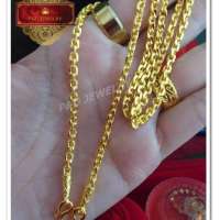 ใหม่!! สร้อยคอชุบทองแท้ 24 K ลายคตกิตขัดทราย น้ำหนัก 1 บาท   เคลือบแก้ว