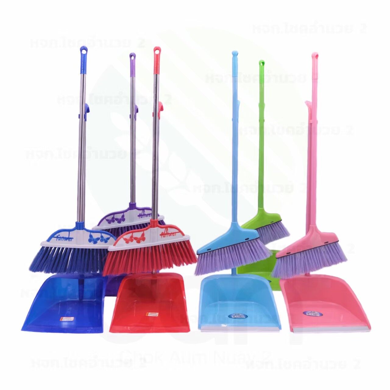 ชุดไม้กวาดและที่โกยผง Broom with Dustpan ไม้กวาดและที่ตักผง ไม้กวาดพลาสติก ที่โกยผงพลาสติก ไม้กวาด ที่ตักผง