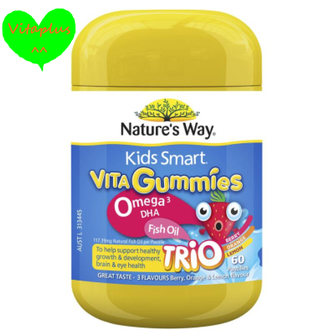 Nature's Way Kids Smart Vita Gummies Omega 3 DHA Fish Oil Trio 60 Gummies