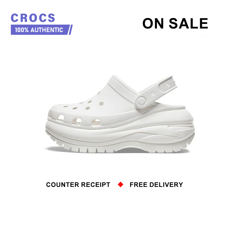 Authentic Crocs Mega Crush " White " Sports Sandals 207988 - 100 Shopping Mall Same Style ราคา 1,820 บาท*ส่งฟรี