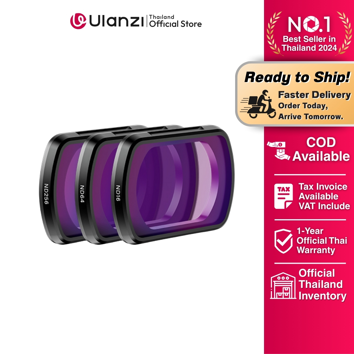 Ulanzi Pk03 Nd Magnetic Filters Kit Nd16/ Nd64/ Nd256 Filter Set Supports Dji Osmo Pocket 4/3 Cameras. ราคา 1,349 บาท*ส่งฟรี