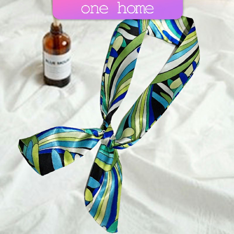 One home ริบบิ้นผูกกระเป๋า พิมพ์ลาย ขนาดเล็ก สําหรับผู้หญิง ขนาด 85x4 ซม. Silk scarf
