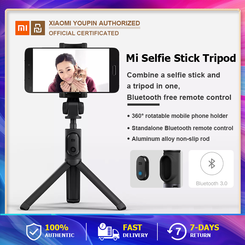 Xiaomi Mi  Foldable Selfie Stick Tripod  Bluetooth Selfie Stick Camera Holder With Wireless Remote Controlไม้เซลฟี่พร้อมขาตั้งมือถือ ปรับหมุนหัวหนีบโทรศัพท์ได้ 360 องศา