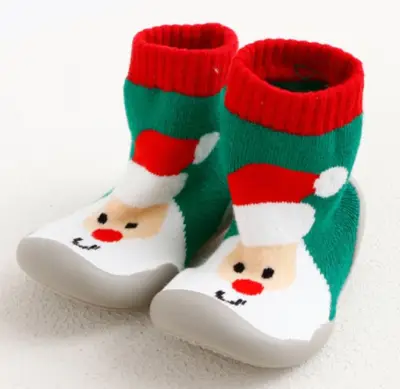 Akachan รองเท้าเด็กหัดเดินแบบถุงเท้าพื้นยาง - ซานตาคลอส