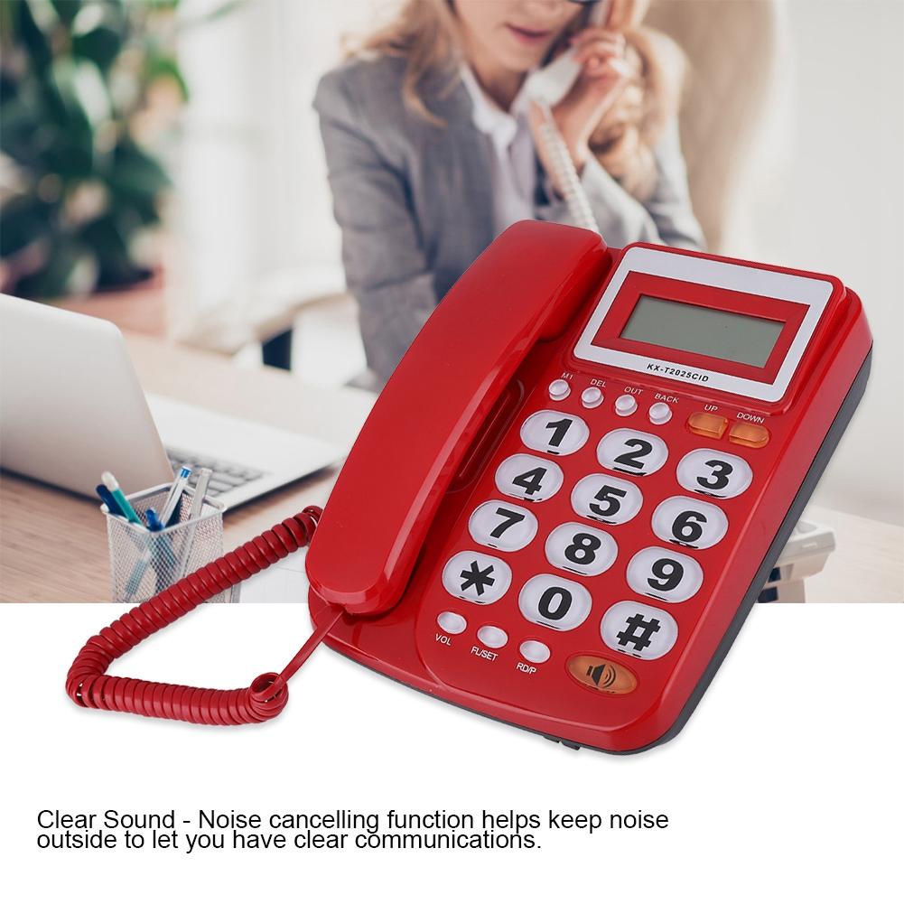 【ราคาถูก】Landline Telephone, Desktop Corded Phone with Speakerphone, With Caller ID Display, Large Buttons, for Home Office, 220*170*80mm / 8.66*6.69*3.15in