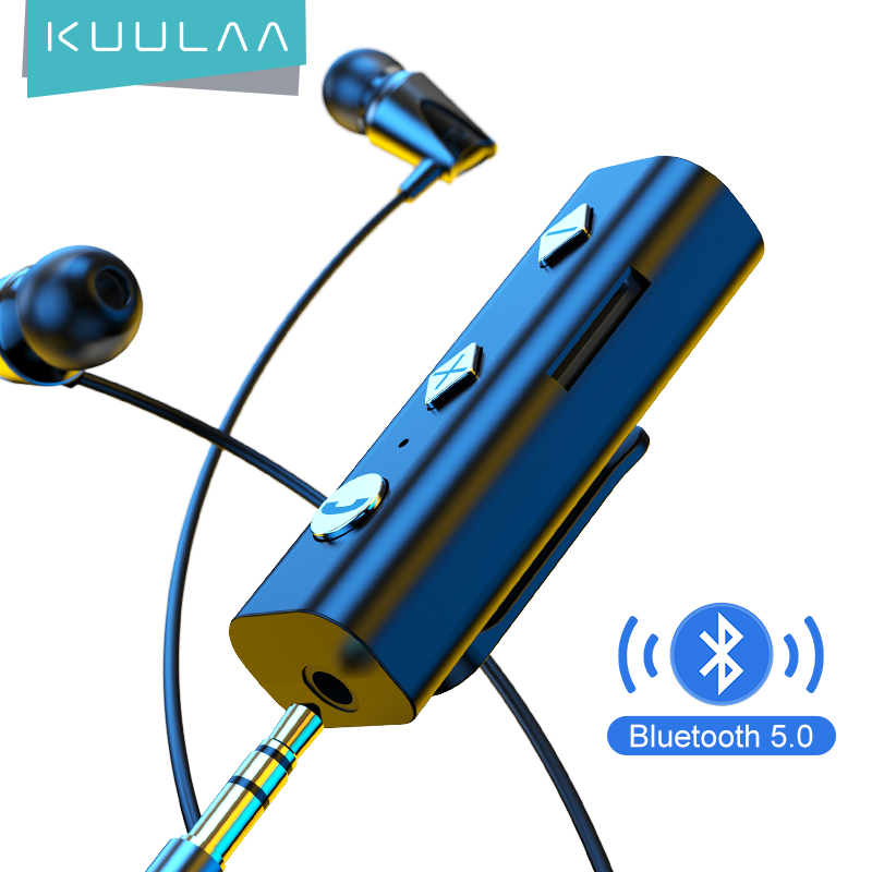 KUULAA Bluetooth V5.0 Receiver ตัวรับสัญญาณบูลทูธ For 3.5mm Jack Earphone Wireless Adapter Bluetooth Aux Audio Music Transmitter For Headphones, Speakers, Car/Home Stereo System ราคา 154 บาท*ส่งฟรี