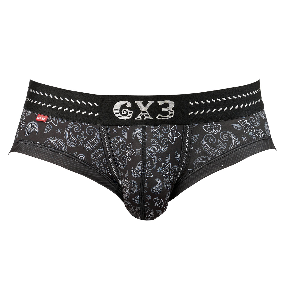 GX3 Men Underwear Western Paisley Brief - Black