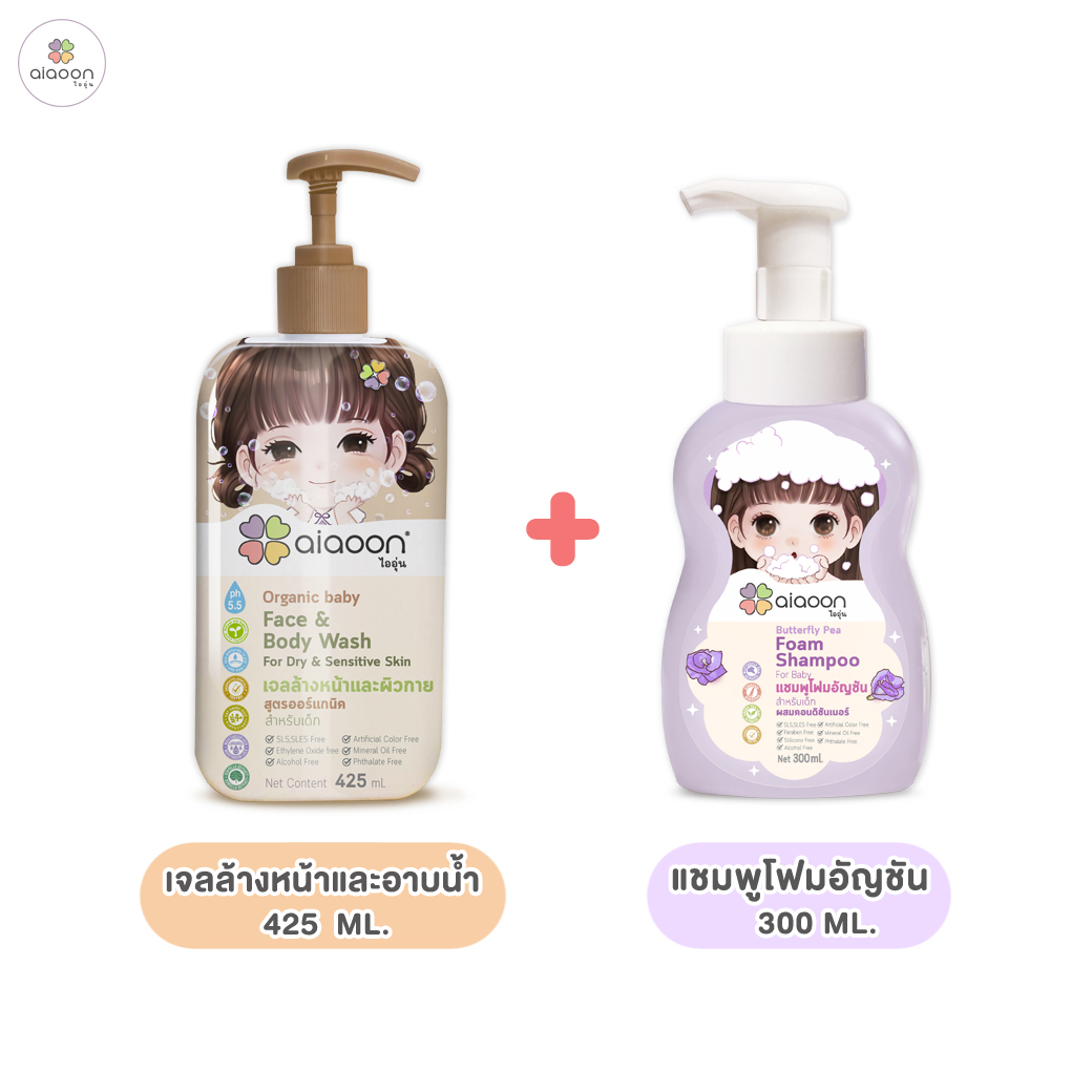 ไออุ่น เจลล้างหน้าและผิวกาย สูตรออร์แกนิค สำหรับเด็ก (Organic Baby Face & Body Wash For Dry) 425ml.