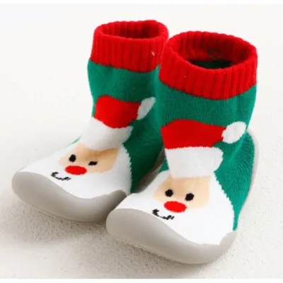 Akachan รองเท้าเด็กหัดเดินแบบถุงเท้าพื้นยาง - ซานตาคลอส (1)
