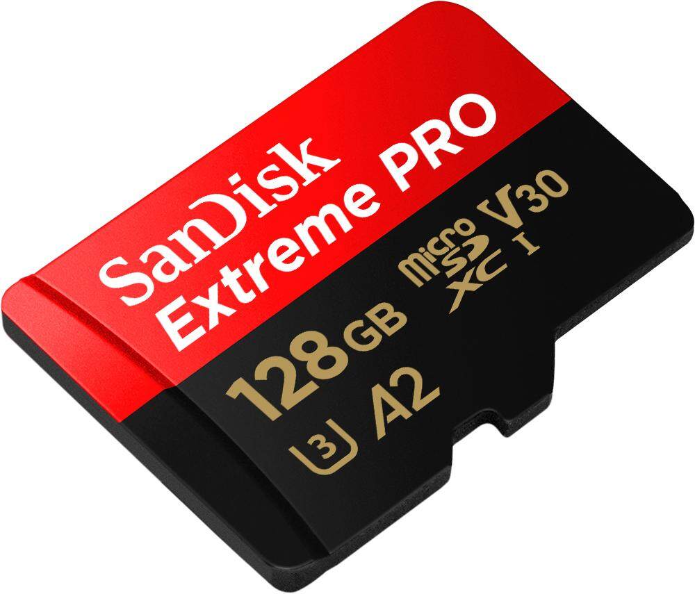 SanDisk Extreme Pro microSDXC, SQXCY 128GB, V30, U3, C10, A2, UHS-I, 170MB/s R, 90MB/s W, 4x6, SD adaptor, Lifetime Limited ( เมมโมรี่การ์ด ไมโครเอสดี การ์ด )