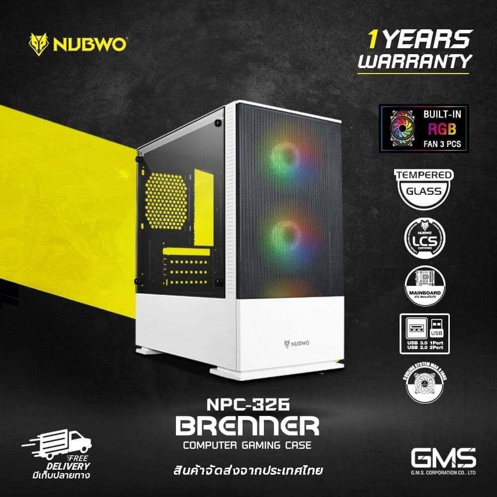 CASE (เคสเกมมิ่ง) NUBWO BRENNER NPC-326 Micro-ATX Gaming Case ไฟ RGB สวยๆ