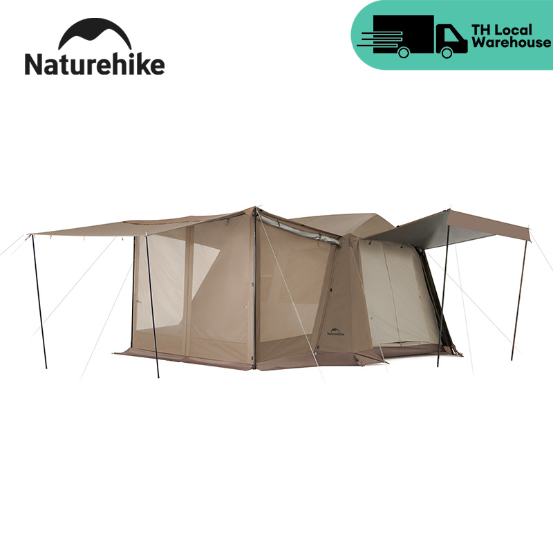 Naturehike Village 6.0 ridge Flagship model automatic tent Titanium Black Glue outdoor camping tent with canopy 3-4 persons family tent Waterproof Sun protection ราคา 10,051 บาท*ส่งฟรี