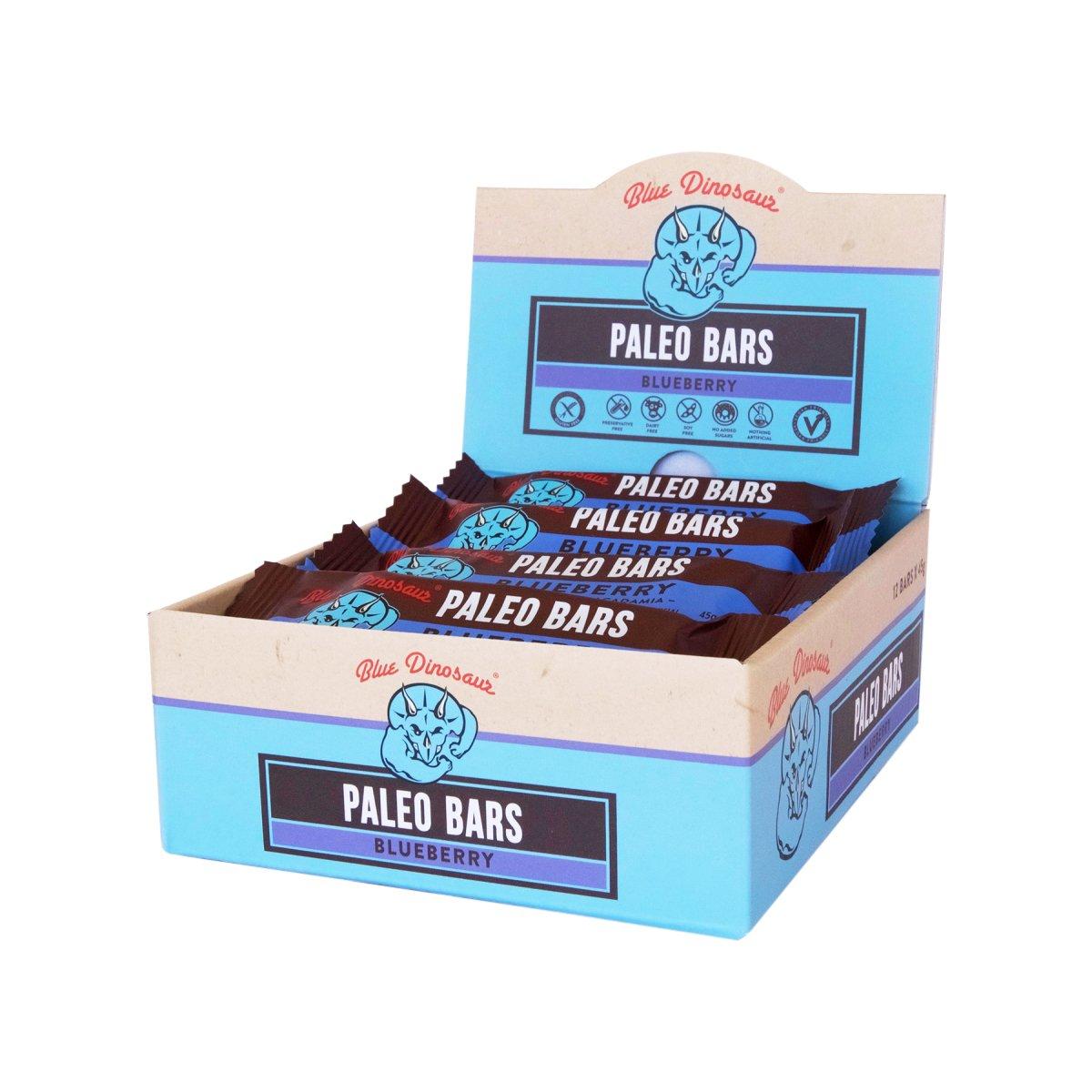 Blue Dinosaur Paleo Bar โปรตีนแท่ง โปรตีนบาร์ บลูเบอร์รี่และแมคคาเดเมีย Blueberry and Macadamia (45g x 12 Bars)