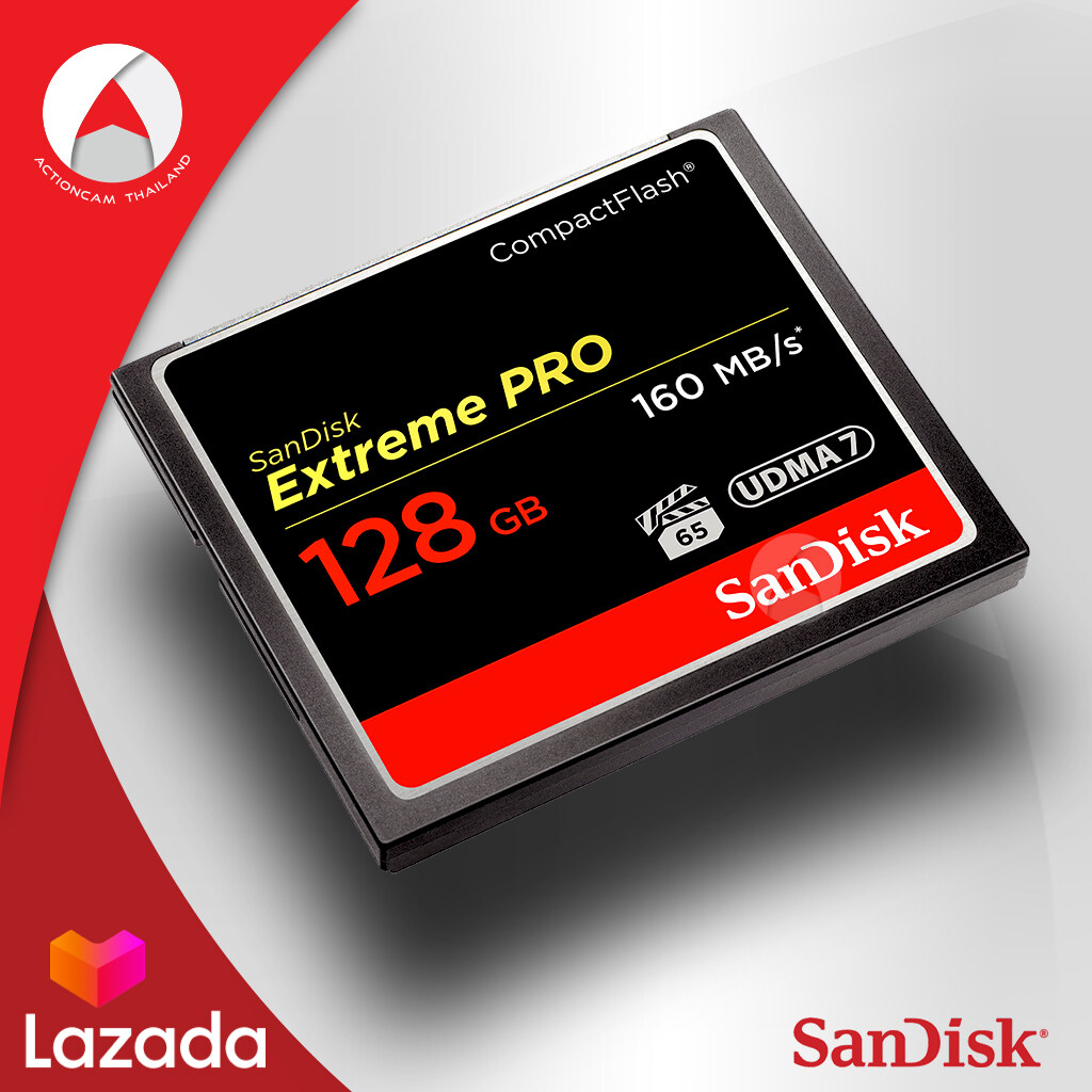 SanDisk Extreme Pro CF Card 128GB Speed 160MB/150MB/s (SDCFXPS_128G_X46) เมมโมรี่ การ์ดแซนดิส กล้องโปร DSLR รับประกันLifetime โดย Synnex
