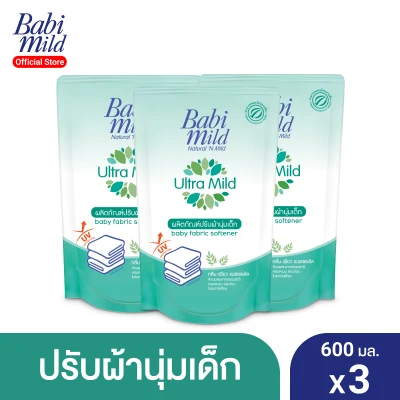 Babi Mild Baby Fabric Softener Ultra Mild Pure Natural refill 600 mlx3