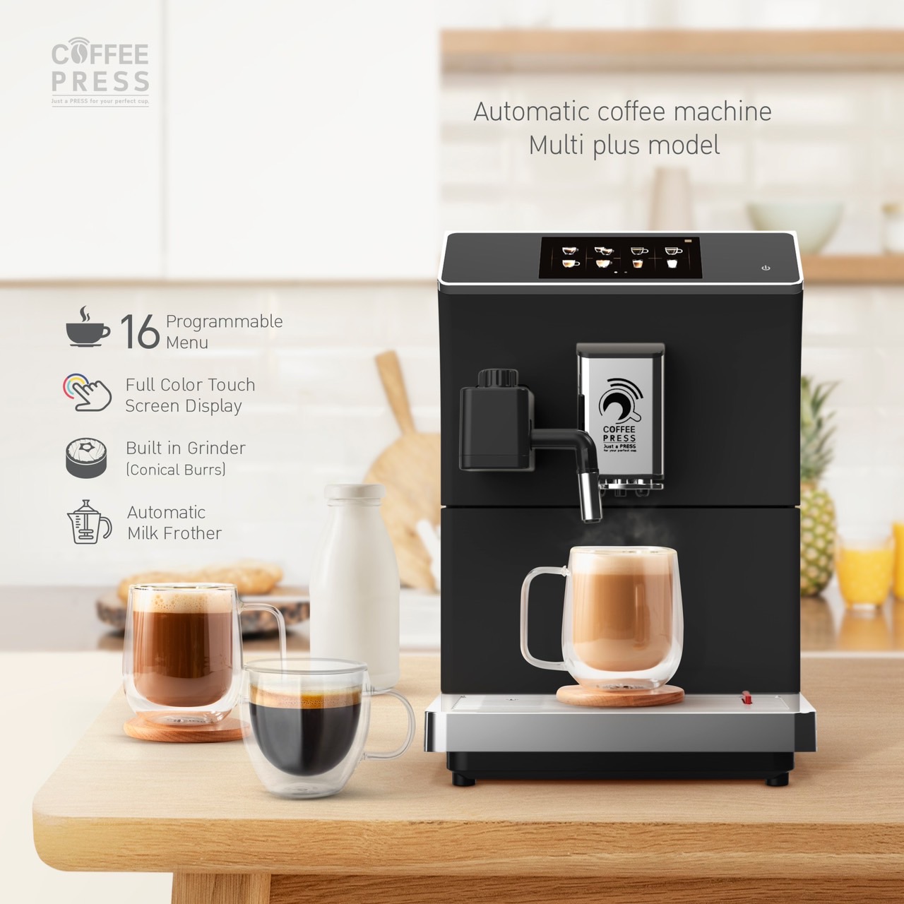Coffee Press เครื่องชงกาแฟอัตโนมัติ (Multi Plus GEN5) สีดำ Fully Automatic Espresso Coffee Machine ราคา 29,900 บาท*ส่งฟรี