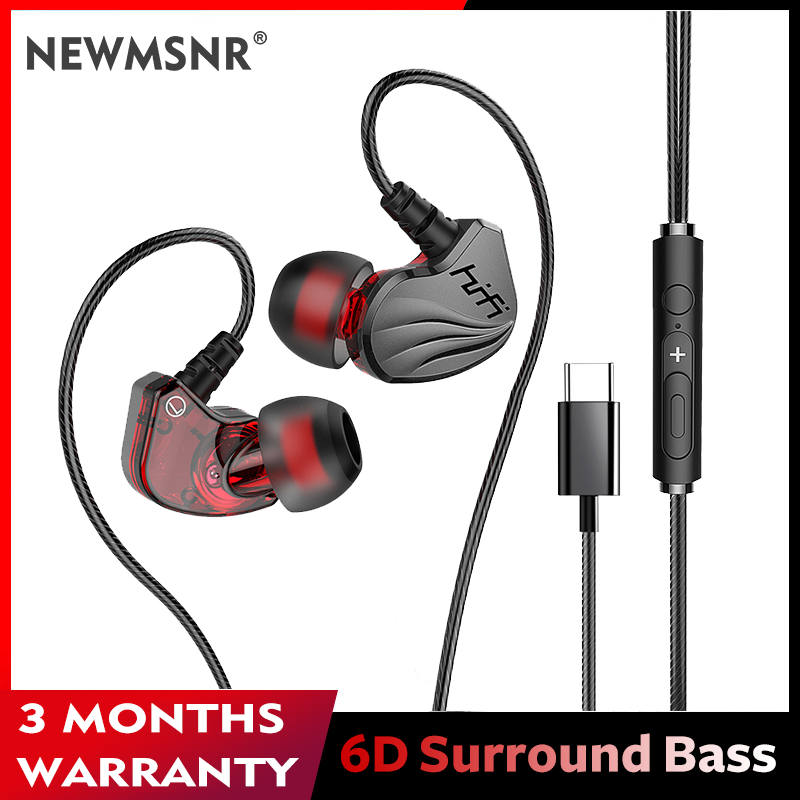 Newmsnr S2000 TYPE-C (Brand Headphones) 6D Surround Sound Bass Earphones IPX5 Waterproof Sweat-proof Sport Headset Noise Cancellation Earbuds In ear Earphone With Mic 3.5mm Plug Beats Headphone Gaming Headset For Samsung /Xiaomi/ Huawei /Oppo/Vivo etc ราคา 150 บาท*ส่งฟรี