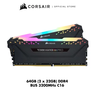 CORSAIR VENGEANCE® RGB PRO 64GB (2 x 32GB) DDR4 DRAM 3200MHz C16 Memory Kit — Black