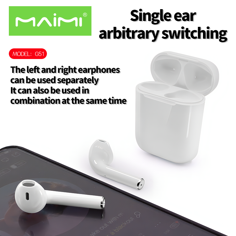 Maimi หูฟังไร้สาย รุ่น G51 หูฟังบลูทูธ ไร้สาย แบตเตอรี่อยู่ได้นาน ของแท้100% สินค้ามีรับประกัน 1ปี ราคา 250 บาท*ส่งฟรี