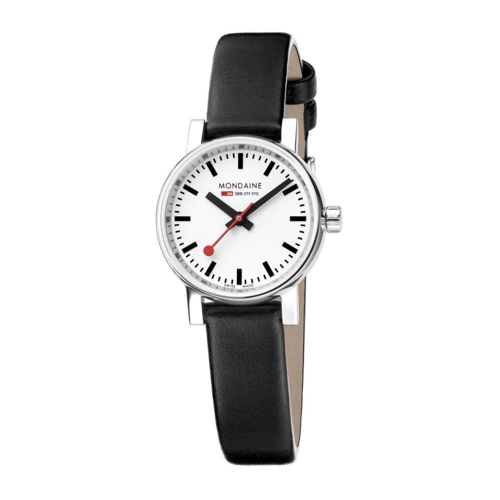 นาฬิกาข้อมือแฟชั่น Mondaine EVO2 26 mm, black leather watch, MSE.26110.LB นาฬิกาข้อมือ ราคา 10,000 บาท*ส่งฟรี