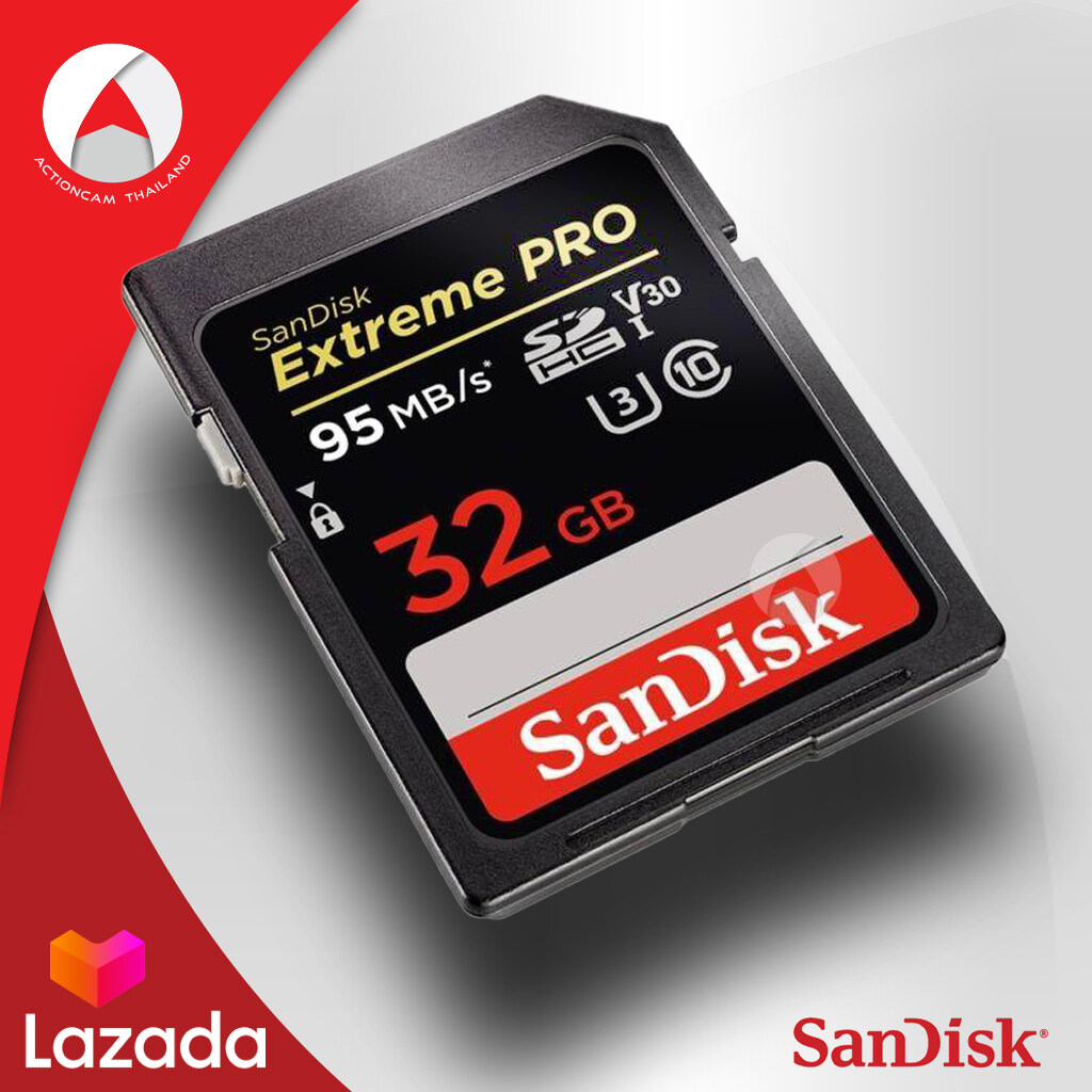 SanDisk Extreme Pro SD Card 32GB SDHC ความเร็ว อ่าน 95MB/s เขียน 90MB/s (SDSDXXG_032G_GN4IN) เมมโมรี่ การ์ด แซนดิส กล้อง ถ่ายภาพ ถ่ายรูป ถ่ายวีดีโอ กล้องDSLR รับประกัน Lifetime โดย Synnex