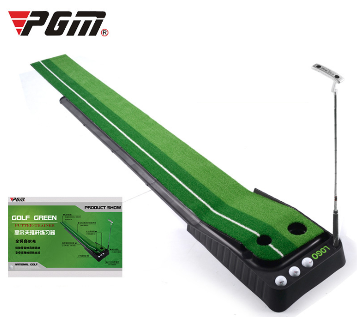 พรมซ้อมพัตต์ 3 เมตร หรือ 2.5 เมตรให้เลือก PGM Golf Putting Trainer Mat 1 ชิ้น Exceed : โครงประกอบสีดำ  TL004