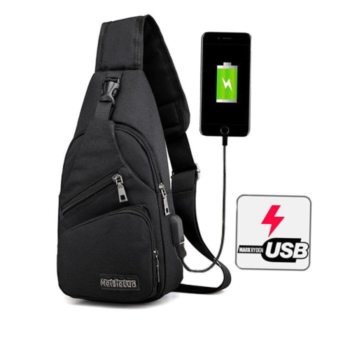 กระเป๋าสะพายขั้นสูงสบาย ๆ พอร์ต USB ชาร์จกระเป๋าสะพายมัลติฟังก์ชั่ความจุขนาดใหญ่แฟชั่นกระเป๋า Messenger ถุงผ้าใบป่าหน้าอก