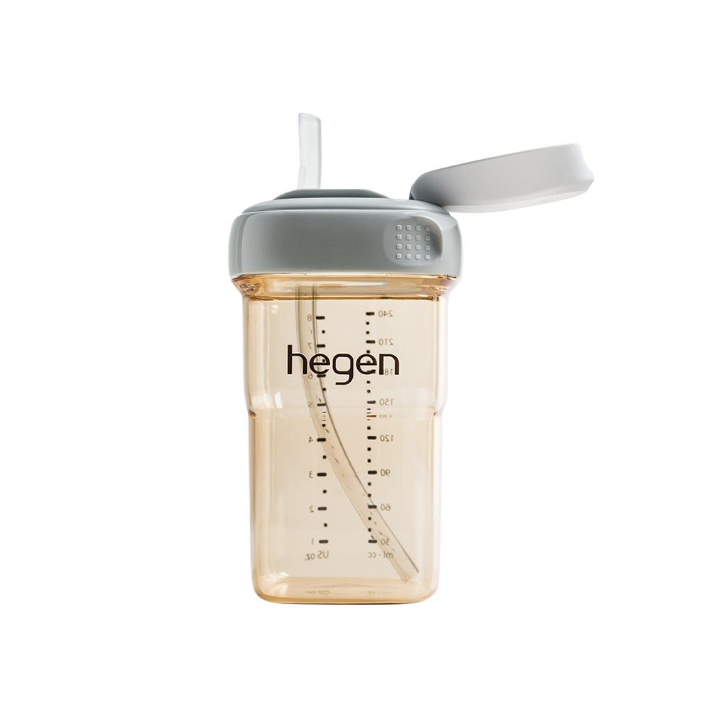 Hegen Straw cup (Slow Flow) 240ml/8oz ขวดหัดดื่มพร้อมหลอด ขนาด 8ออนซ์/240มล. สำหรับ 6 เดือน+