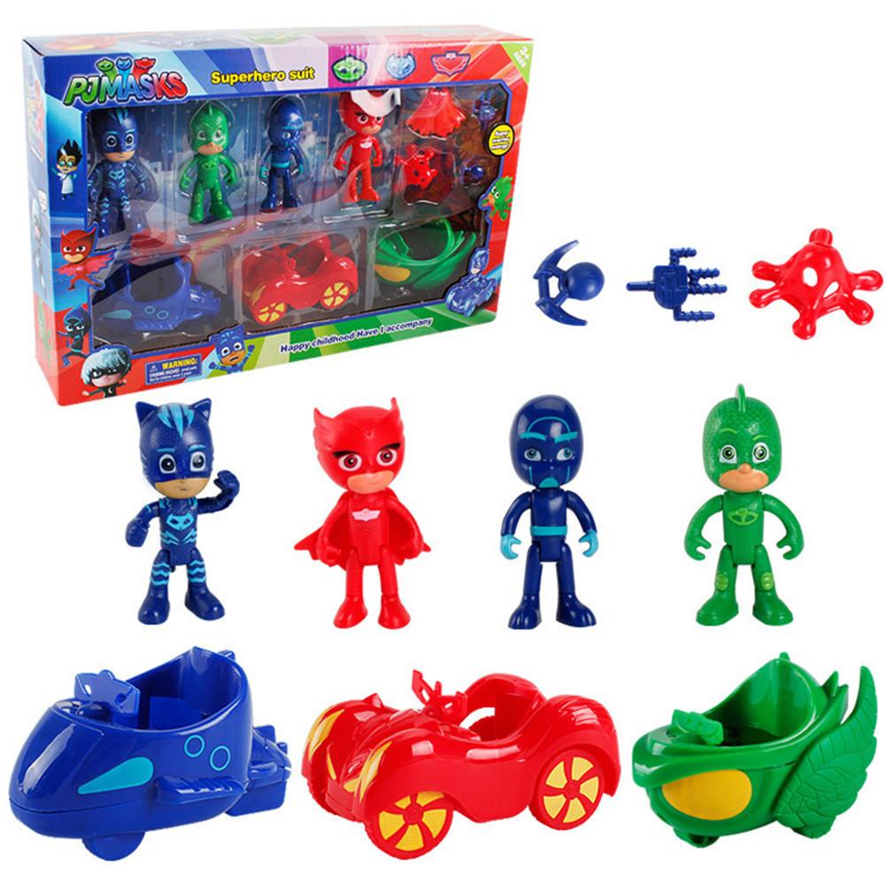 ของเล่นเด็ก 10 ชิ้น / เซ็ตของเล่นตุ๊กตาด้วยสกูตเตอร์กล่อง Catboy Owlette G Ekko ของเล่นรูป