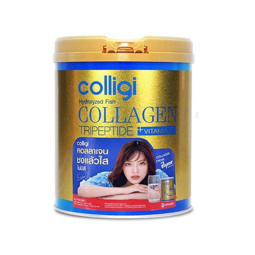 Big size Amado Colligi Fish Collagen Tripeptide plus Vitamin C  ขนาด 201,200 มก/mg อมาโด้ คอลลิจิ  ไฮโดรไลซ์ ฟิช คอลลาเจน ไตรเปปไทด์พลัส วิตามิน ซี ขนาด 201,200 มก/mg จำนวน 1 กระ