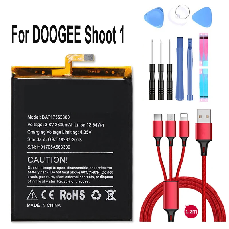 New brand 100% NEW 3300mAh BAT17563300 for Doogee Shoot 1 Battery 5.5inch Mobile Phone Battery+USB cable+toolkit A cell ราคา 448 บาท*ส่งฟรี