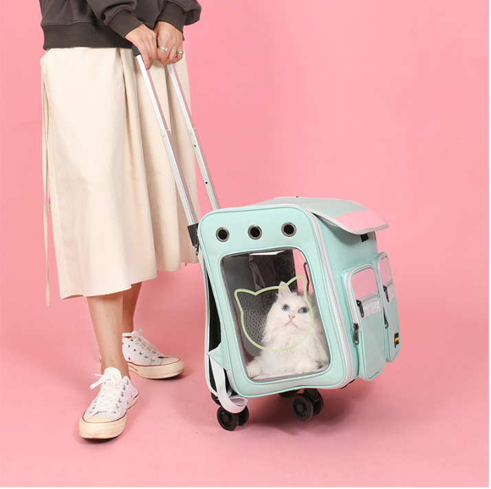 (??พร้อมส่ง)กระเป๋าใส่สุนัข/แมว 3 in 1 ดึง ลาก หิ้ว สะพาย กระเป๋าใส่สัตว์เลี้ยง รถเข็นสัตว์เลียง พร้อมส่ง