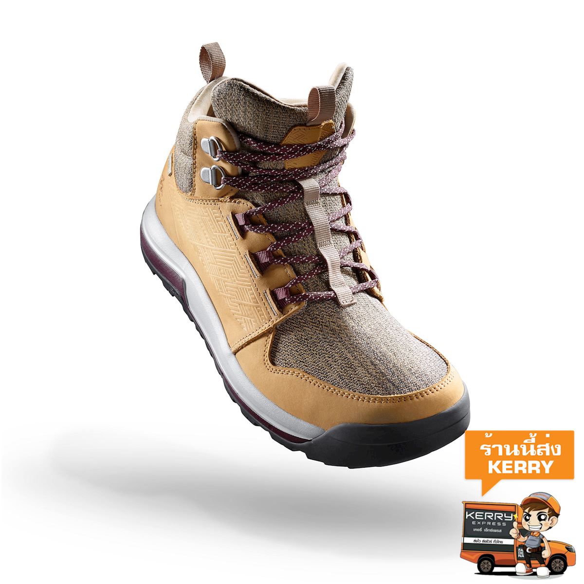 รองเท้าหุ้มข้อผู้หญิงมีคุณสมบัติกันน้ำสำหรับใส่เดินเส้นทางธรรมชาติรุ่น NH500 (สีเบจ) รองเท้า เดินป่า เดินป่าเทรกกิ้ง เดินเพื่อสุขภาพ