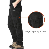 JEEP SPIRIT 2025 กระเป๋าหลายกางเกงยุทธศาสตร์สินค้าผู้ชาย Overalls ผ้าฝ้ายกลางแจ้งกางเกงทำงานขนาดใหญ่ Hombre เสื้อผ้า Camo กางเกงเดินป่า