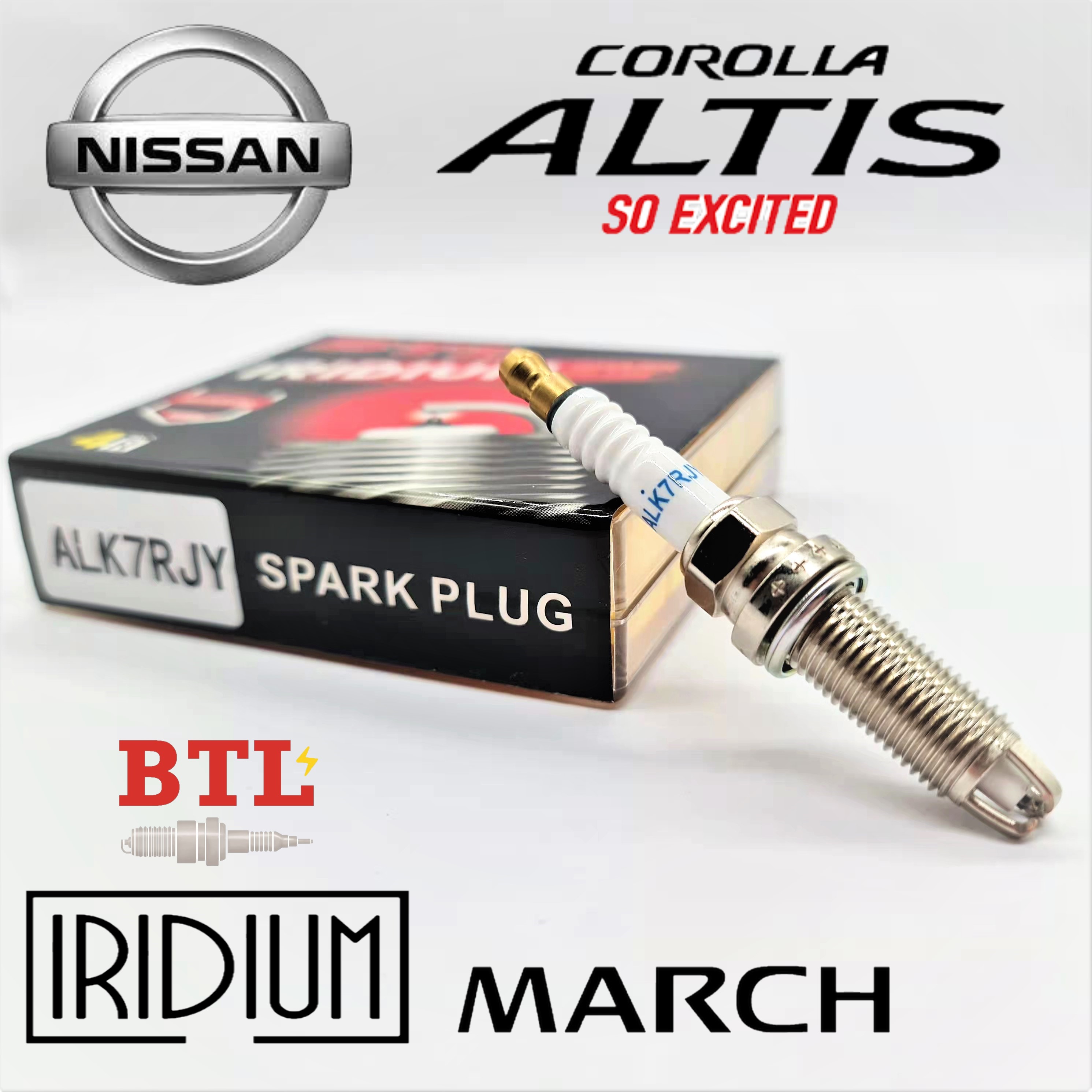 ALK7RJY 3เขี้ยว IRIDIUM BTL บีทีแอล หัวเทียนเข็ม เครื่องดูโอ้ VVTI DUAL (แพ็ค 4 หัว) เทียบ SC20HR11, FXE20HR11, ILKAR7B11 TOYOTA ALL NEW ALTIS 1ZR 2ZR 3ZR Yaris 1.2L '13-'17 NISSAN MARCH TIDA SIENTA ราคา 1,490 บาท*ส่งฟรี