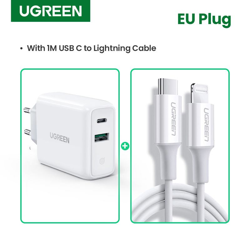 Ugreen 36W เครื่องชาร์จ USB แบบ Dual Type-C Quick Charge 4.0 3.0ประเภท C PD Fast ตัวชาร์จไฟสำหรับ iPhone 12 Mini/iPhone 12/ 12 Pro/ 12 Pro Max/สำหรับ iPhone 11เครื่องชาร์จ USB QC 4.0 3.0ที่ชาร์จแบตเตอรี่โทรศัพท์